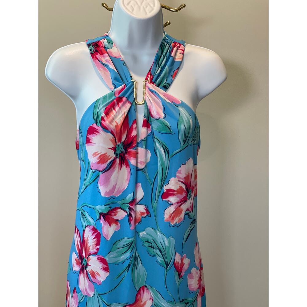 Tommy Bahama Size S Pink Floral High‑Low Halter Dress - Picture 2 of 8